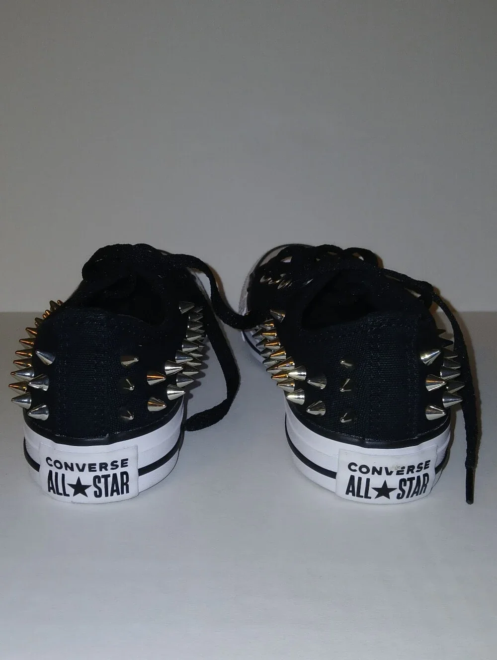 Converse Chuck Taylor All Star Low Top Silver Spike Studded Sneakers, Black